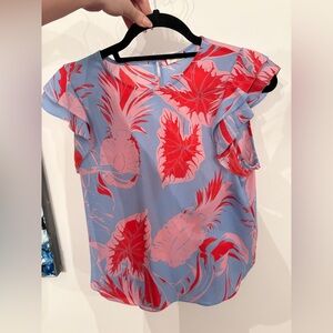 Sunday best flutter sleeve floral blouse